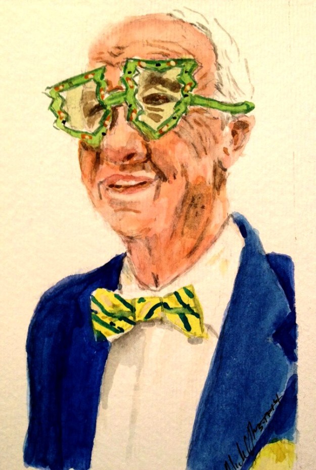 Billy Copeland, Mayor of McDonough, Georgia. Watercolor on 4"x6", 140 lb cold-pressed watercolor paper.
