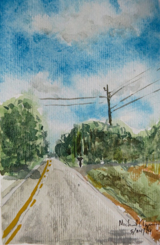 Road Scene:  Watercolor on 4"x6" paper
